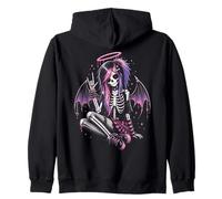 Emo Goth Girl Skeleton Girl Angel Punk Dark Gothic Style Zip Hoodie