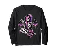 Emo Goth Girl Skeleton Girl Punk Dark Gothic Art Long Sleeve T-Shirt