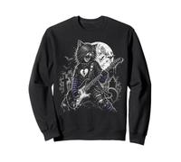 Emo Gothic Cat Guitar Rocker Moonlight Punk Design Grunge Sweatshirt