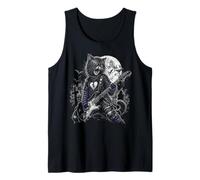 Emo Gothic Cat Guitar Rocker Moonlight Punk Design Grunge Tank Top
