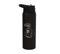 Emo Mosasaurus Goth Punk Skull Funny Dinosaur Meme Stainless Steel Insulated Water Bottle