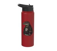 Emo Mosasaurus Goth Punk Skull Funny Dinosaur Meme Stainless Steel Insulated Water Bottle
