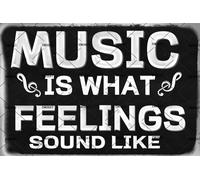 EMOHAT Tin Wall Sign Metal Poster Wall Decor Music Sign Music Is What Feelings Sound Like Aluminium Decor Music Wall Home Living Room Porch Bedroom Club Cafe Tin Sign Metal Plaque 8x12 Inch