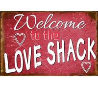 EMOHAT Welcome To The Love Shack Metal Tin Sign Wall Decor Posters Home Decoration for Home House 12x8 Inches