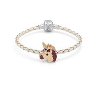 Emojem Single Charm Unicorn Bracelet with 18K Gold Plated Emoji Charm and Braided Faux Leather Band