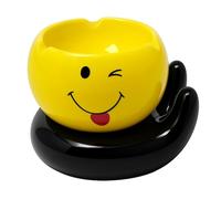 Emoji Ceramic Ashtray for Home or Office - Fun Novelty Ash Tray with Hand Base - Heat Resistant Glazed Ceramic - Assorted Designs - Compact 10×8 cm Smoking Tray