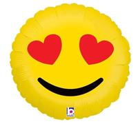 Emoji Foil Balloons, 18 Inch Party Decoration Pack, Yellow Smile Face Design, Helium or Air Compatible, Different Expressions. (Heart Eyes)