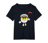 Emoji Old Captain White Beard Yellow face Thumb up T-Shirt, Women's Plus, Black, 3X