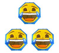 Emoji Unisex Adult Cry Laughing Face Automatic Open & Close Compact Folding Umbrella - Blue, N/A (Pack of 3)