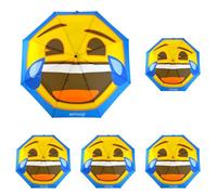 Emoji Unisex Adult Cry Laughing Face Automatic Open & Close Compact Folding Umbrella - Blue, N/A (Pack of 5)