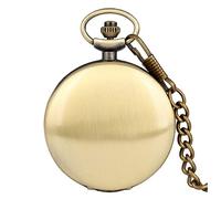 EMoLus Pocket Watch Double Cover Personalized Printed Photo Text Quartz Pocket Watch with Gifts for Couple Friend Kids Mens Pocket Watch (Size : Bronze)