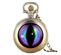 EMoLus Pocket Watch Vintage Creative Eye Design Quartz Pocket Watch Men Women Steampunk Exquisite Pendant Clock 4 Colors Necklace Chain Retro Mens Pocket Watch (Size : Bronze)