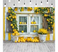 emon Themed Party Backdrop Fruit Leaves of Lemon Branch Frame Decorations Photography Background Autumn Harvest Festival Thanksgiving Day Holiday Gatherings Photo Booth Props，A：7 * 5feet