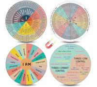 Emontion Wheel Magnet for Mental Health: 4 Pcs Feelings Wheel Chart for School Counselor Therapist 7 Inch Feelings Sticker for Therapy Office Decor