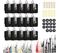 EMOON 15-Piece Clock Mechanism Replacement Kit with 16 Pack Hands, Silent Sweep Clock Motor Kit, Battery Operated, Black, Modern Style, Wall Mount, 2.7 x 17 Inches, 1 AA Battery