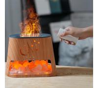 Emooncn 7 Color Humidifier for Bedroom, 2 in 1 Aroma Diffuser with Remote, Himalayan Salt, Essential Oil Diffuser Auto-off,2/4/6H Time Set Plug In Flame Salt Lamp for Baby Home Room(260ML)