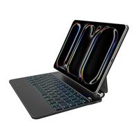 Emoonland Keyboard Case for iPad Pro 11 inch 2024 & iPad Pro M4 - Magic Keyboard with Trackpad, Easy-Set Magnetic Stand, 7-Color Backlit, Auto Sleep/Wake up, A2836, A2837 iPad Floating Keyboard
