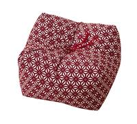 EMOOR Japanese Buckwheat Hulls Seiza Cushion Medium 22x22x13cm Made in Japan (Hemp-Leaves Red), Natural Buckwheat Husks Sobagara Floor Sitting Pillow Tatami Cool Nap Side Sleepers