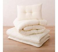 EMOOR Japanese Futon Mattress Set (Mattress, Comforter & Pillow ouble Made in Japan White, Foldable Floor Sleeping Bed Tatami Mat