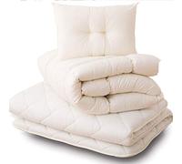 EMOOR Japanese Futon Mattress Set (Mattress, Comforter & Pillow) CLASSE Single Made in Japan White, Foldable Floor Sleeping Bed Tatami Mat