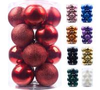 Emopeak 16Pcs Christmas Balls Ornaments for Xmas Tree - 3.15Inch Large Shatterproof Christmas Tree Decorations Hanging Ball for Holiday Wedding Party Decoration Red
