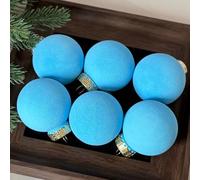 Emopeak 2.36 Inch Art Paint Christmas Balls for Christmas Tree, Water-Based Paint Xmas Balls Ornaments with Matte Frosted Texture, Shatterproof Yule Decor for Indoor Chrimbo Party Lake Blue