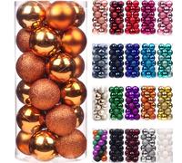 Emopeak 24 Count Orange Mini Christmas Balls Ornaments 1.57 Inch | Small, Shatterproof, For Christmas Tree, Matte Glitter Shiny Finishes, Holiday Wedding Party Decoration