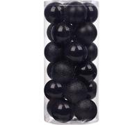 Emopeak 24Pcs Black Christmas Ornaments for Tree Decor, 1.2Inch Mini Christmas Balls Ornaments, Shatterproof Xmas Hanging Baubles for Holiday Wedding Party Decoration