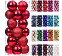 Emopeak 24Pcs Christmas Balls Ornaments for Xmas Christmas Tree - Shatterproof Christmas Tree Decorations Large Hanging Ball for Holiday Wedding Party Decoration (Red, 1.2"-3.1CM)