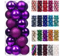 Emopeak 24Pcs Christmas Balls Ornaments for Xmas Tree - Shatterproof Decorations Large Hanging Balls for Holiday Wedding Party (Purple, 2.5"-6.2CM)