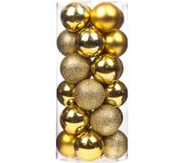 Emopeak 24Pcs Gold Christmas Ornaments for Tree Decor, 1.57 Inch Mini Christmas Balls Ornaments, Shatterproof Xmas Hanging Baubles for Holiday Wedding Party Decoration