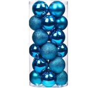 Emopeak 24Pcs Lake Blue Christmas Ornaments for Tree Decor, 2.36Inch Christmas Balls Ornaments, Shatterproof Xmas Hanging Baubles for Holiday Wedding Party Decoration