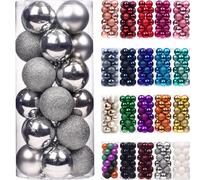 Emopeak 24pcs Mini Christmas Ball Ornaments for Christmas Tree - Unbreakable Christmas Tree Decorations Hanging Ball for Wedding Party Decoration (Silver, 3cm-3cm)