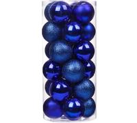Emopeak 24Pcs Navy Blue Christmas Ornaments for Tree Decor, 1.57 Inch Mini Christmas Balls Ornaments, Shatterproof Xmas Hanging Baubles for Holiday Wedding Party Decoration