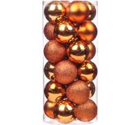 Emopeak 24Pcs Orange Christmas Ornaments for Tree Decor, 2.36Inch Christmas Balls Ornaments, Shatterproof Xmas Hanging Baubles for Holiday Wedding Party Decoration