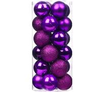 Emopeak 24Pcs Purple Christmas Ornaments for Tree Decor, 1.2Inch Mini Christmas Balls Ornaments, Shatterproof Xmas Hanging Baubles for Holiday Wedding Party Decoration