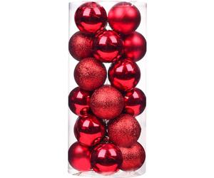 Emopeak 24Pcs Red Christmas Ornaments for Tree Decor, 1.2Inch Mini Christmas Balls Ornaments, Shatterproof Xmas Hanging Baubles for Holiday Wedding Party Decoration