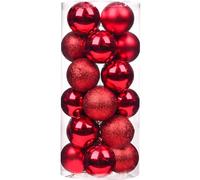 Emopeak 24Pcs Red Christmas Ornaments for Tree Decor, 1.57 Inch Mini Christmas Balls Ornaments, Shatterproof Xmas Hanging Baubles for Holiday Wedding Party Decoration