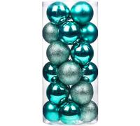Emopeak 24Pcs Teal Christmas Ornaments for Tree Decor, 1.2Inch Mini Christmas Balls Ornaments, Shatterproof Xmas Hanging Baubles for Holiday Wedding Party Decoration