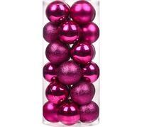 Emopeak Christmas Balls Ornaments 24Pcs, Shatterproof Xmas Balls Baubles Decor or Tree, Christmas Baubles Hanging Holiday Wedding Party Decoration (Rose Red, 1.57"-4CM)