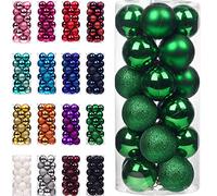Emopeak Christmas Balls Ornaments 24Pcs, Shatterproof Xmas Baubles Decor or XmasTree, Christmas Balls Hanging Holiday Wedding Party Decoration (Grass Green, 1.57"-4CM)