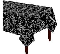 Emopeak Halloween Black Spider Tablecloth 54" x 108", Spider Web Rectangular Decorations Table Cover Spillproof Washable Table Topper Perfect for Halloween Decoration, Dinner Parties