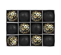 Emopeak Xmas Balls Baubles Set Shatterproof Noble Black Gift Set with Leopard Print and Glitters Christmas Ball Ornaments Decorative