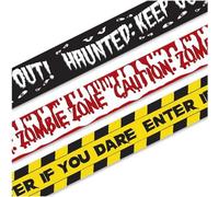 Emopeak Zombie Caution Tape - Posters Pack, Fright Tape Bundle for Party or Halloween (White/Yellow/Black)