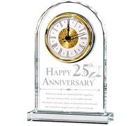 Emoragifou 25th Wedding Quartz Clock, 25th for Couple, 25th Golden Gifts for Husband, Happy 25th Anniversary Decorations Gifts for Her Him