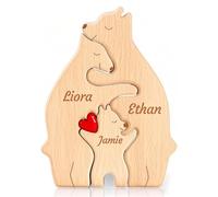 Emoragifou Custom Wooden Bear Puzzle with 2-7 Names, Personalized Family Name Puzzle, Personalized Home Decor Gifts for Mom, Dad, Christmas, Mother's Day, Birthday