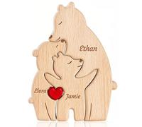 Emoragifou Custom Wooden Bear Puzzle with 2-7 Names, Personalized Family Name Puzzle, Personalized Home Decor Gifts for Mom, Dad, Christmas, Mother's Day, Birthday