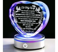 Emoragifou Gifts for Wife Crystal with Colorful LED Base, Anniversary Birthday Gifts for Women, I Love You Gifts for Her Wife Birthday Gift Ideas, Crystal Keepsakes Romantic Gifts for Valentine's Day