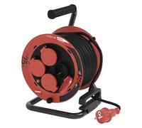 EMOS 25 m Cable Reel 4 Schuko Sockets with Increased Contact Protection, Waterproof and Cold-Resistant, Shockproof, 230V, 10A, 2300W, Rubber Insulation, H05RR-F3G