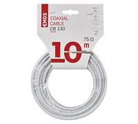 EMOS Aerial Cable 10 m White Coaxial Cable for Cabling TV and Satellite Type CB130 TV Cable with Shielding Rate 75 dB Resistance 75 Ohm